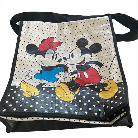 Handbags - Mickey & Minnie Mouse Shoulder Tote Bag  Black White Polka Dot Adjust Straps